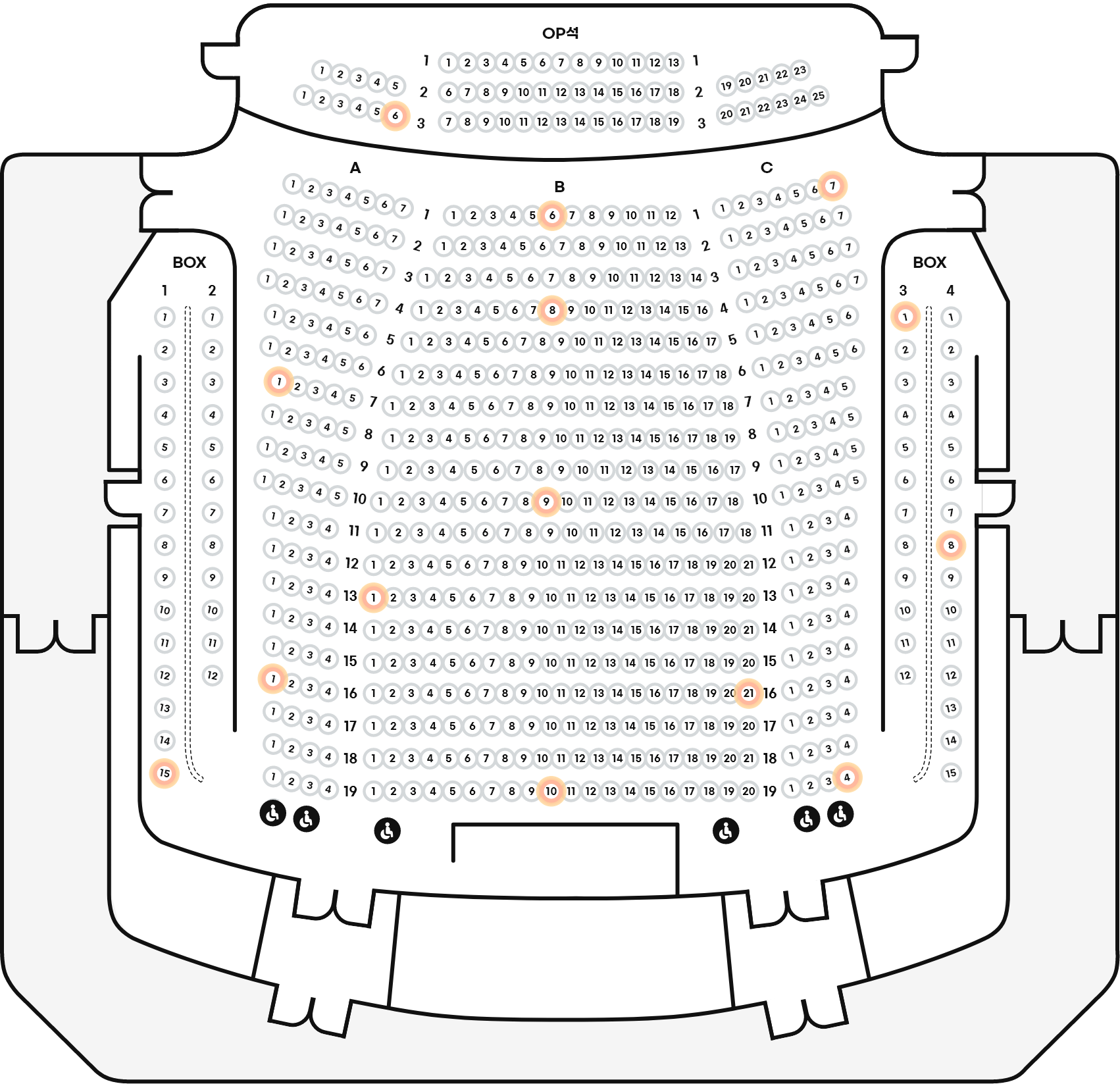 대극장 한강 객석 1층 좌석배치도